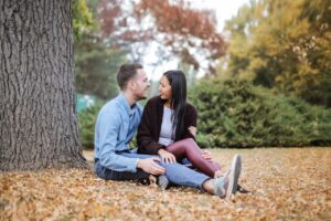 couple talking in a park